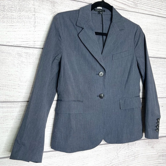 Theory Gray Fitted Blazer Jacket Women’s Size 8 - Picture 4 of 9